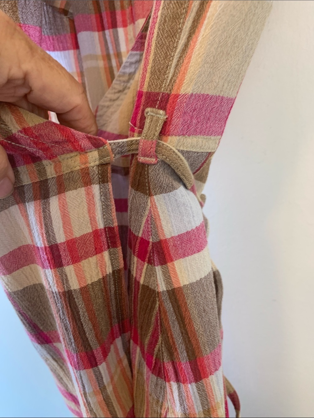 Liz Claiborne Vintage Brown & Pink Plaid Wrap Midi Dress - Picture 5 of 12